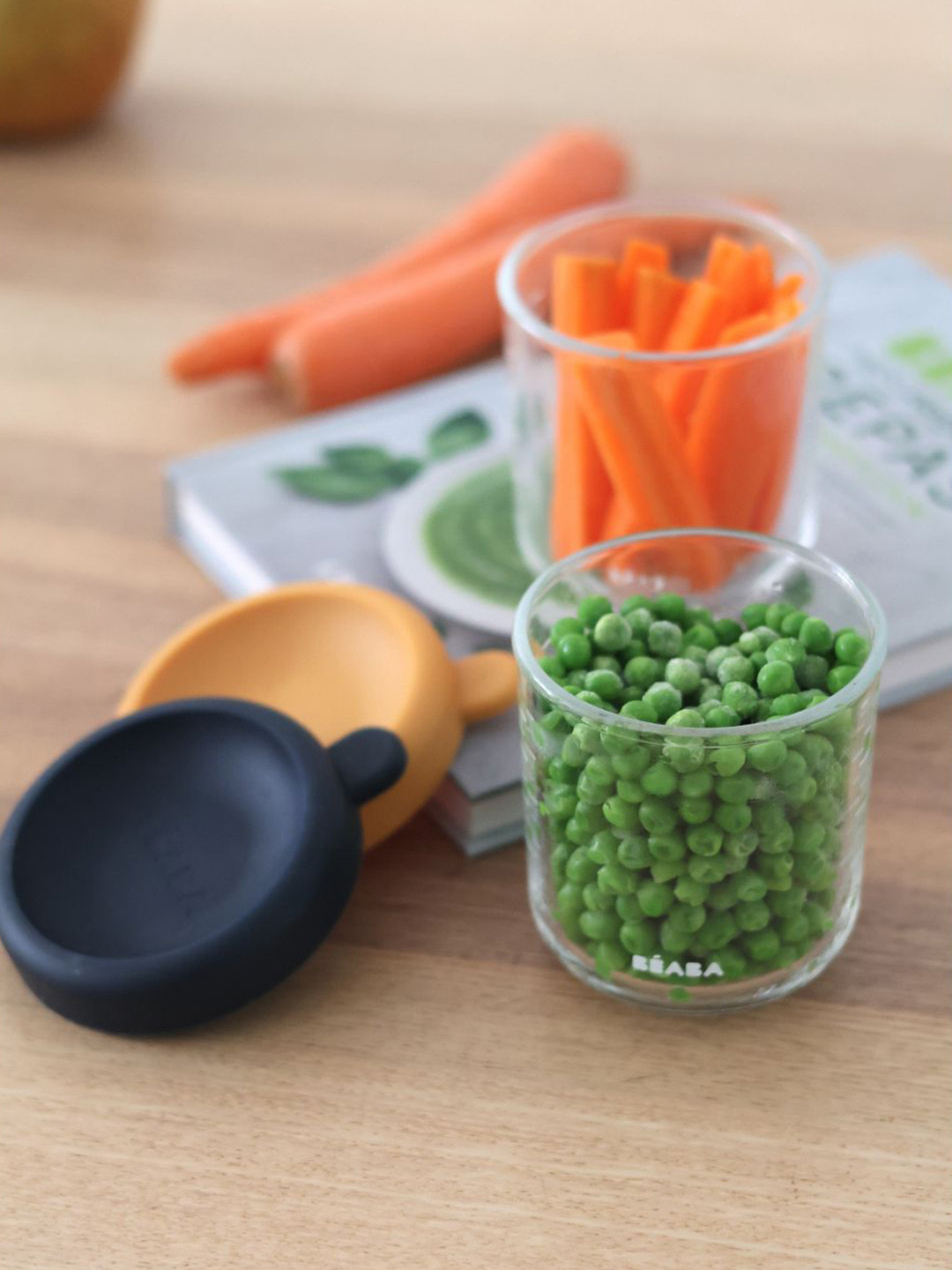 Beaba Blue Glass 2 Piece Flip Top Canister-250ml