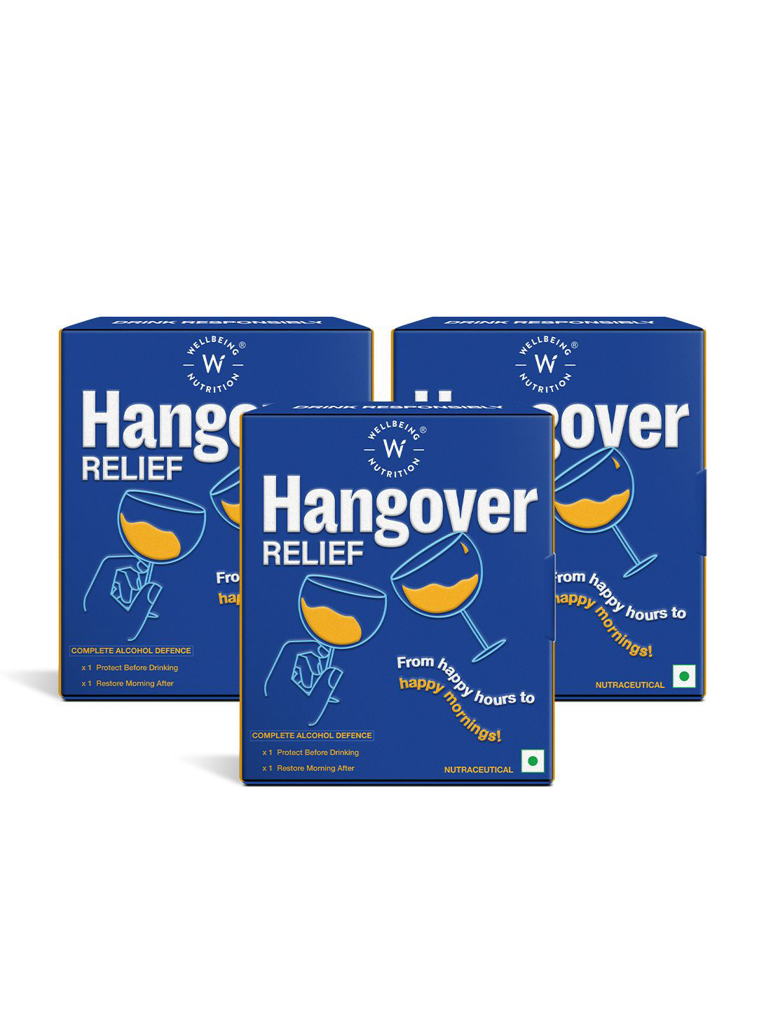 Wellbeing Nutrition Set of 3 Hangover Relief Liver Support Capsule & Sachet - 6.85 g each