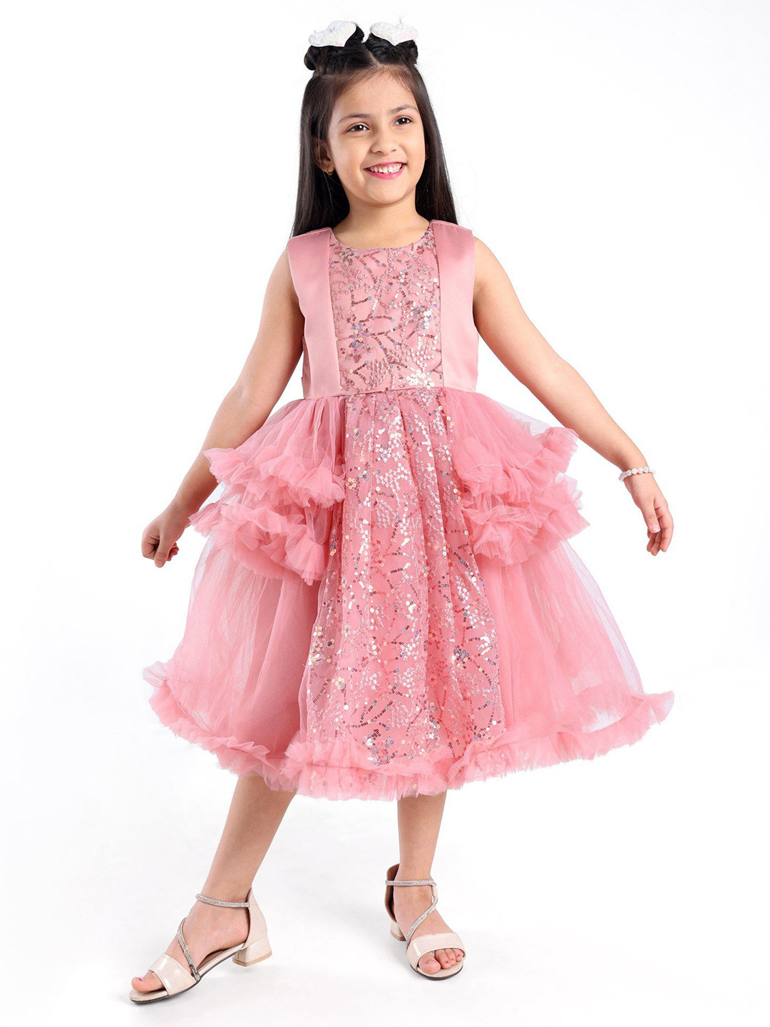 Mark & Mia Girls Embellished Sequined Fit & Flare Midi Dress