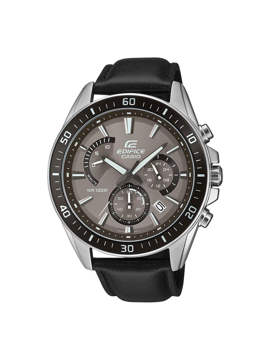 CASIO Men Dial & Leather Cuff Straps Analogue Chronograph Watch ED616