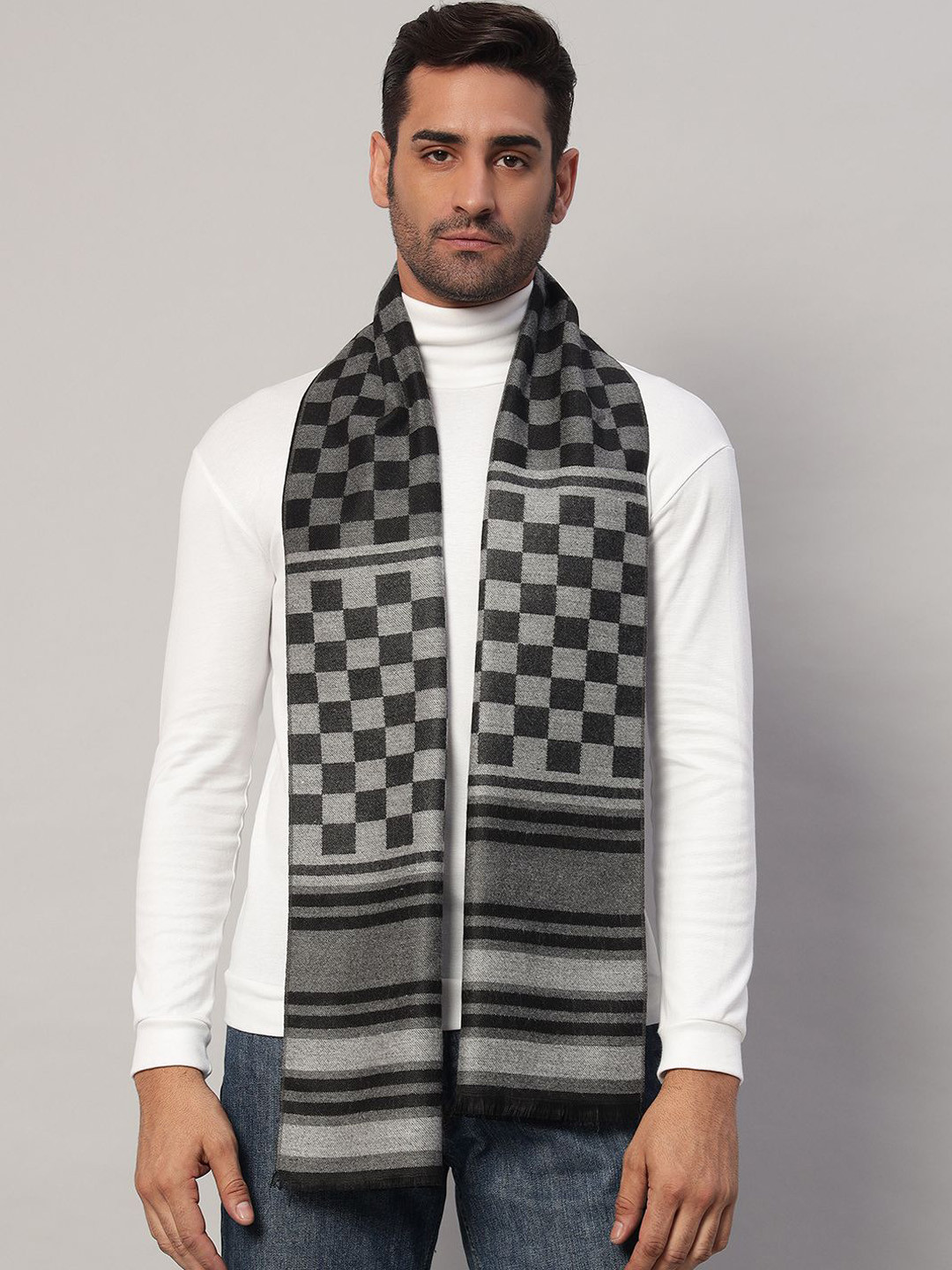 HANDICRAFT PALACE Men Merino Wool Checked Mufflers