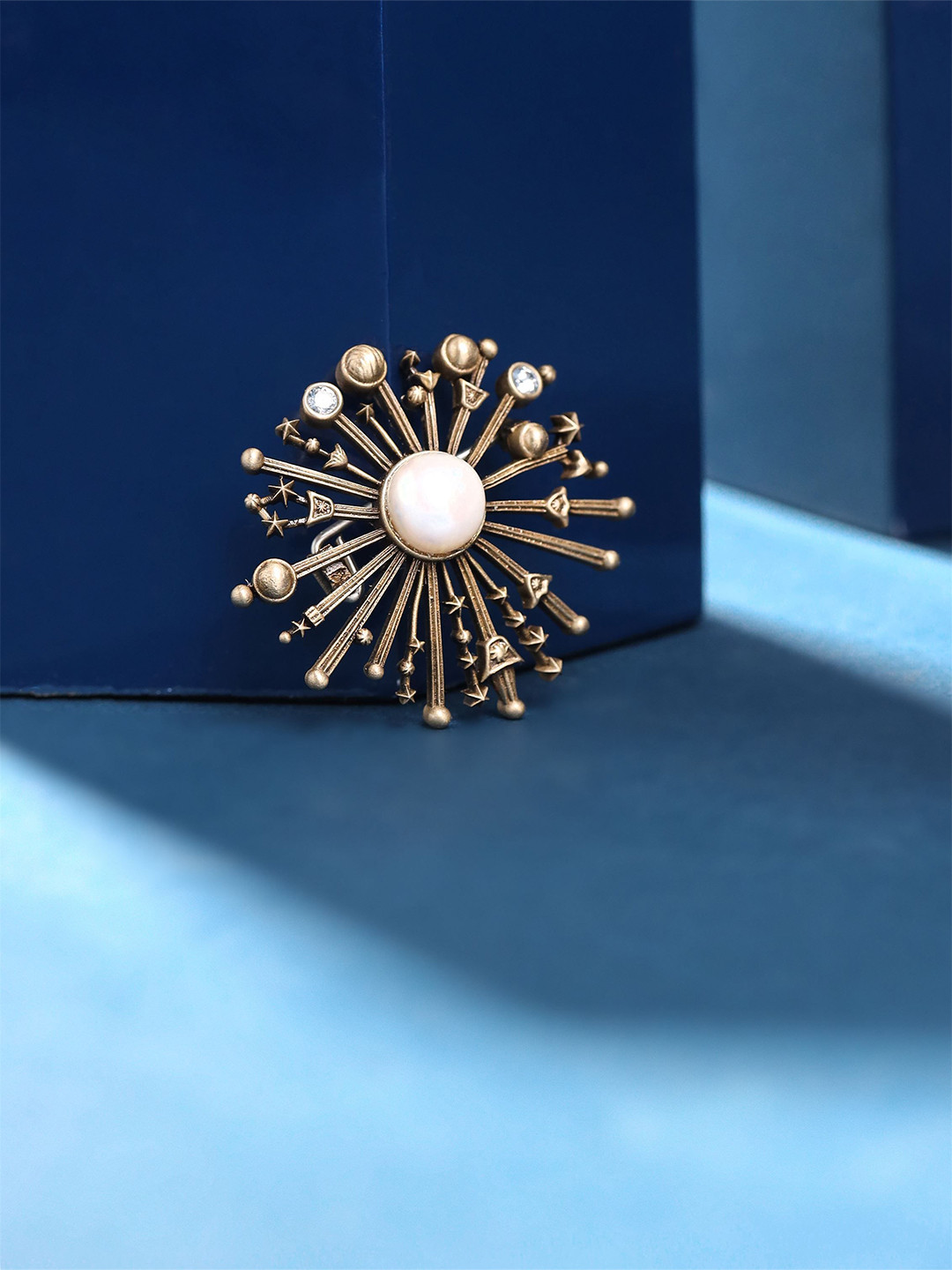 RAMO Gleaming Pearl Beabed Sunray Brooch