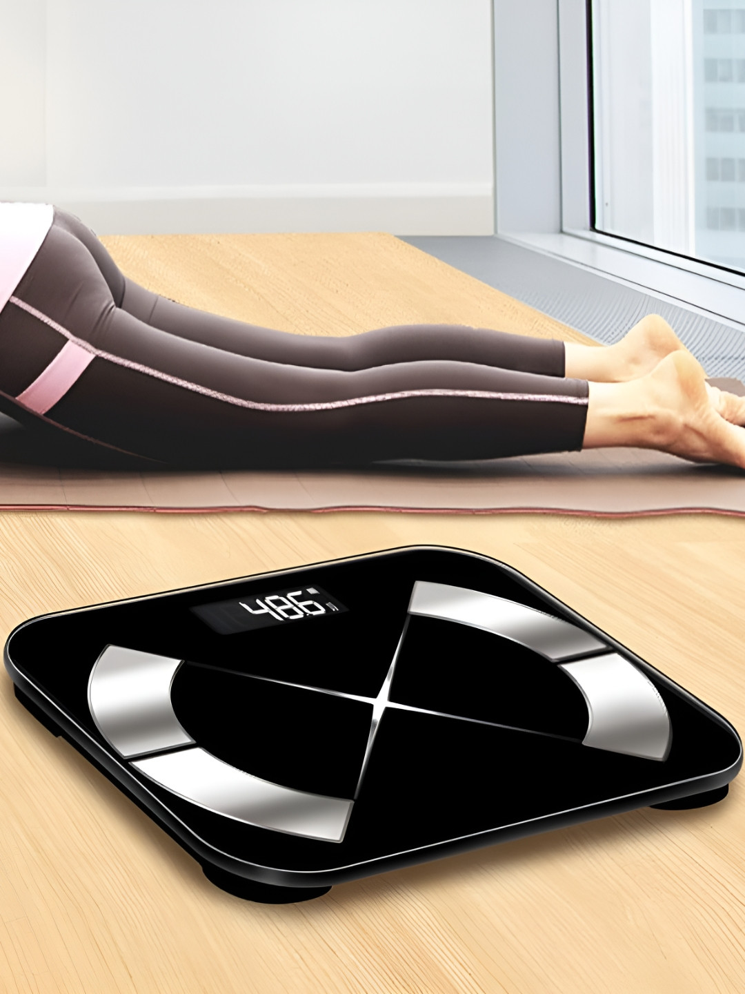 BELENZO Black & Silver Toned Glass Body Weighing Scale