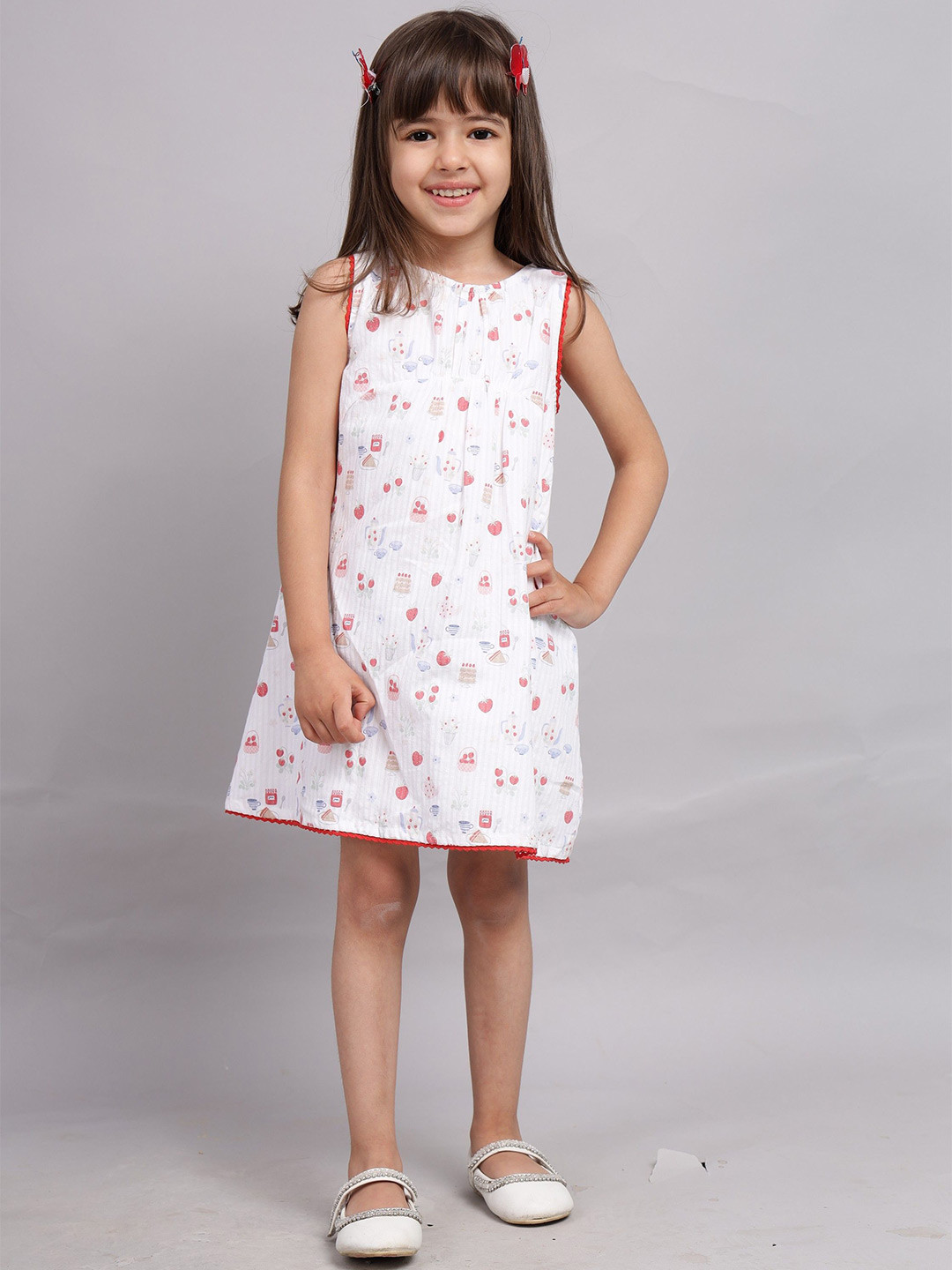 Nature Nook Kids Girls Floral Printed Sleeveless A-Line Dress