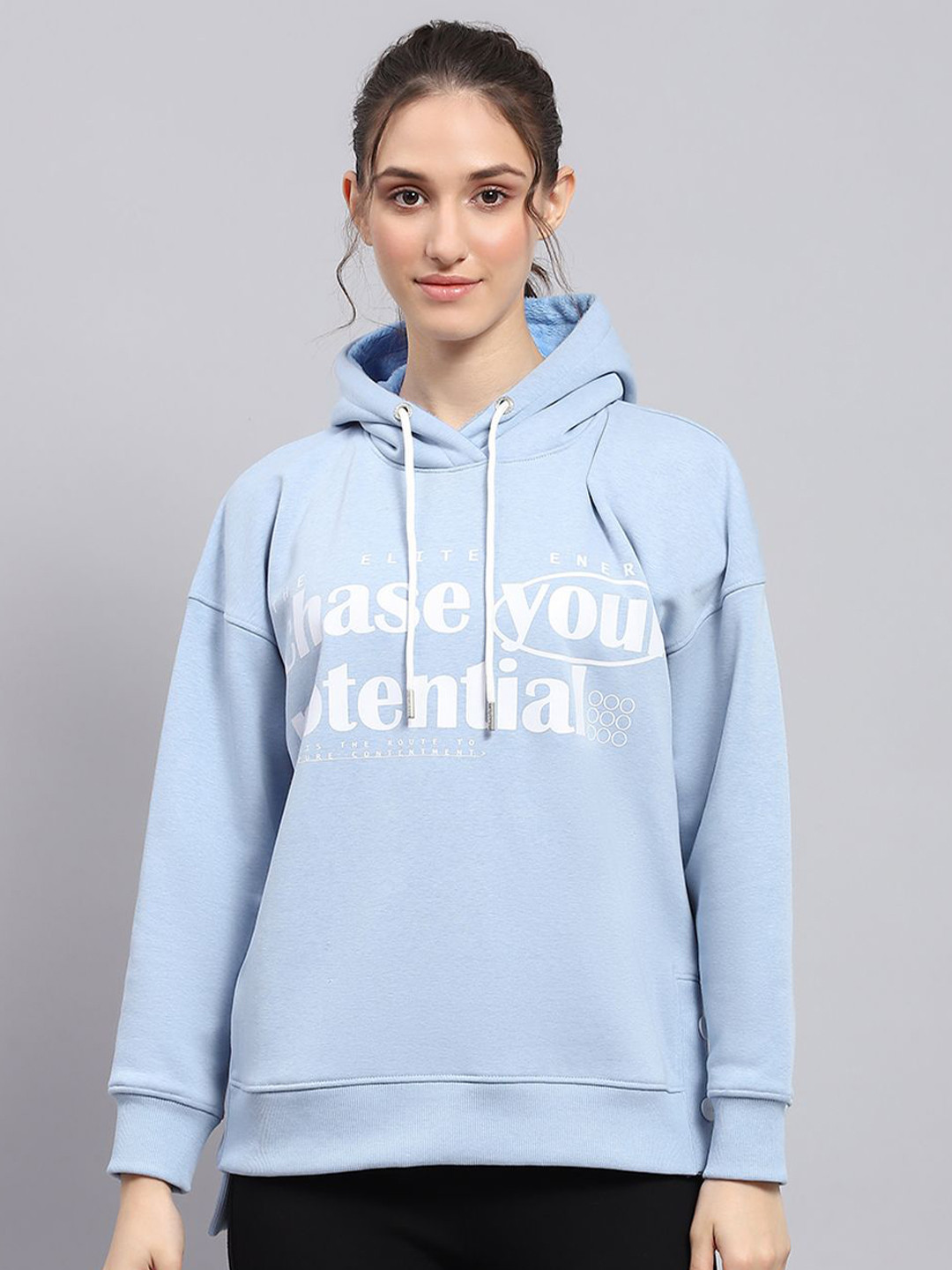 rock.it Women Alphanumeric Printed Hooded Sweatshirt