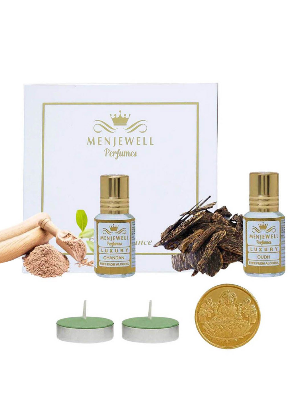 Menjewell Set Of 2 Chandan & Oudh Attar Long Lasting Roll On Attar Perfume Gift Set