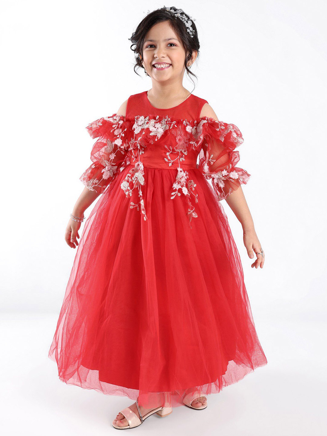 Mark & Mia Girls Cold-Shoulder Sleeves Maxi Dress