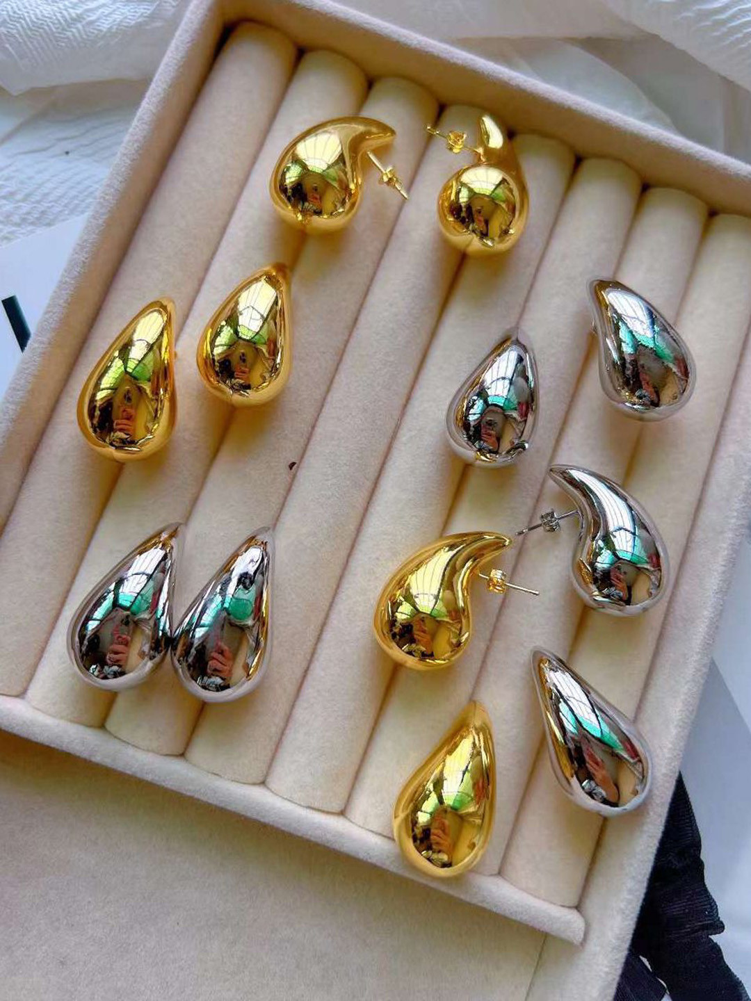 ZIVOM Anti Tarnish Silver-Plated Teardrop Shaped Studs