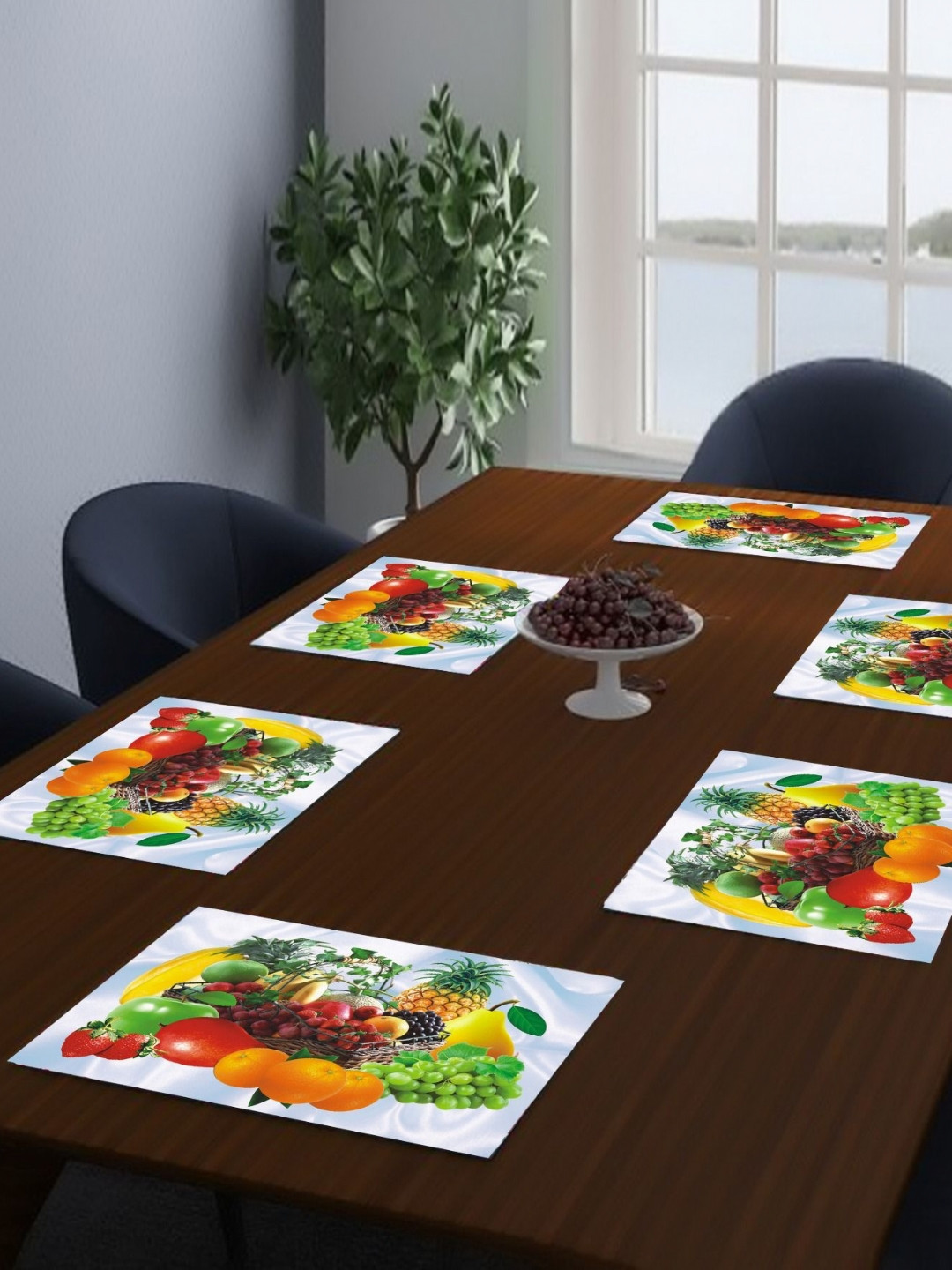 LooMantha Blue & Green 6 Pieces Printed Rectangle Shaped Table Placemats