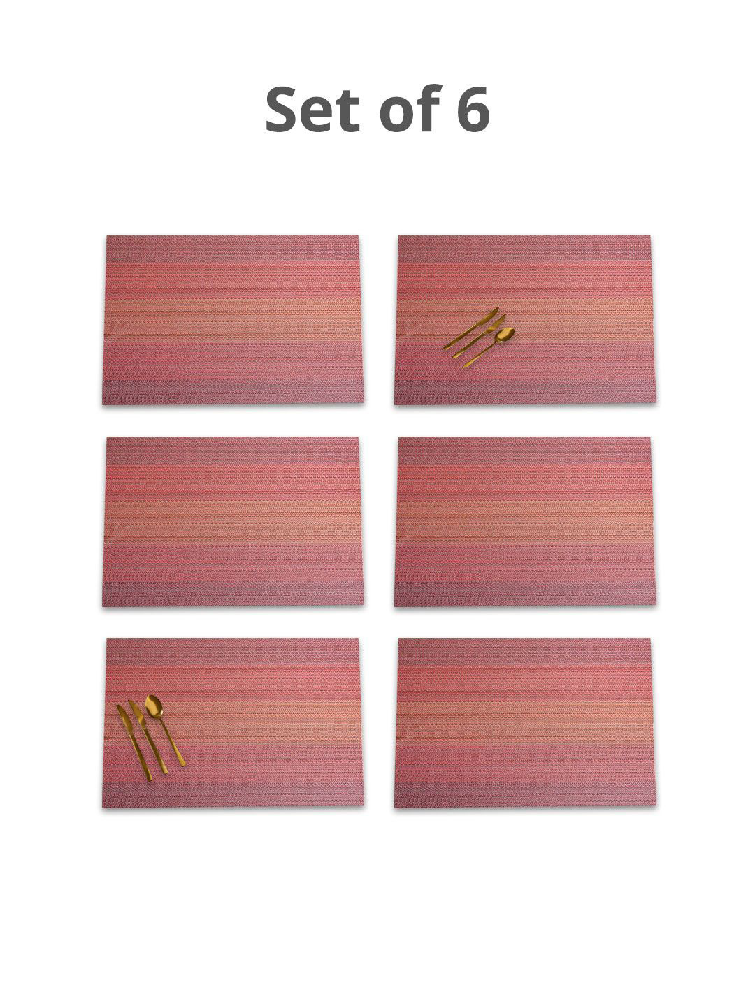 MARKET99 Red 6 Pieces Textured Table Placemats