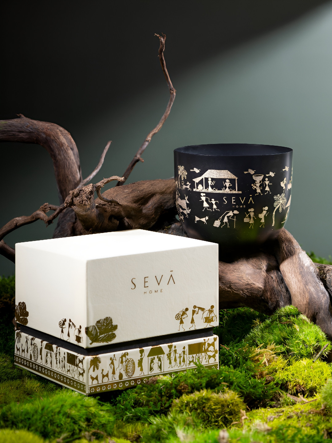 Seva Home Dil se Heiloom Warli 2 Wick Scented Abstract Geometric Regular Jar Candles