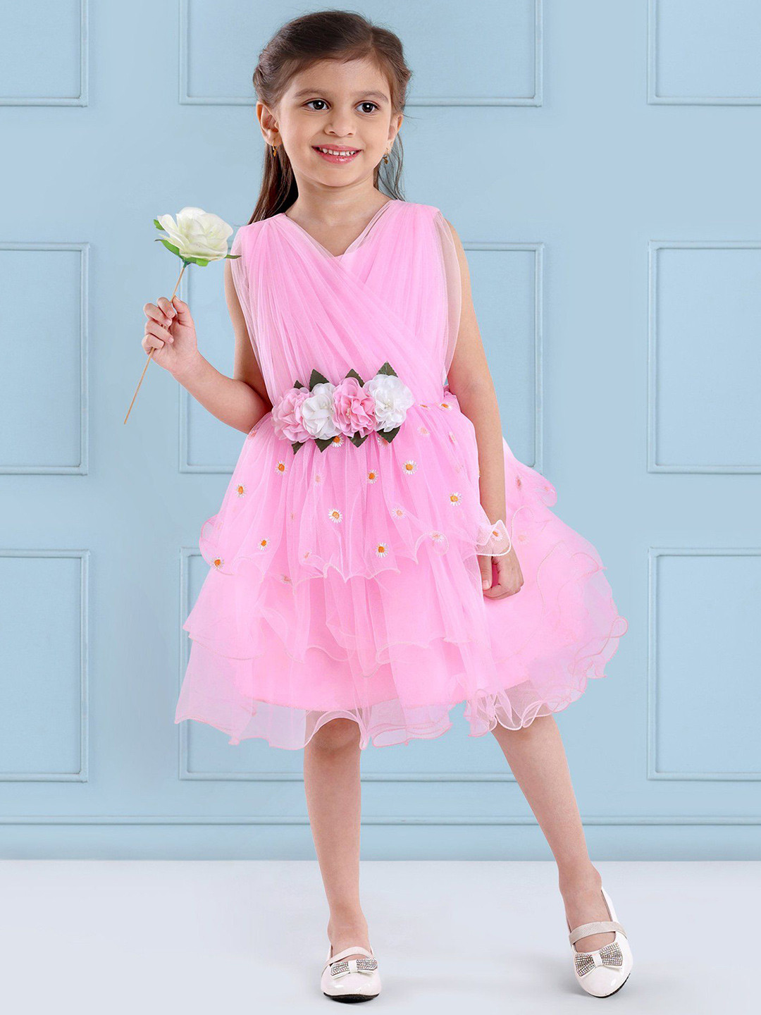 Mark & Mia Girls V-Neck Sleeveless Fit and Flare Dress