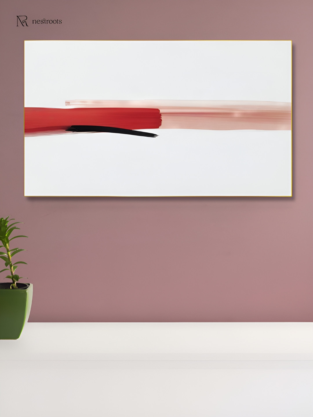 nestroots Bold White & Red Canvas Wall Art