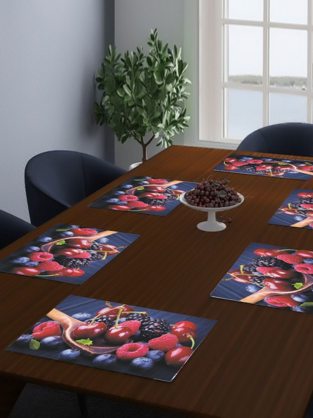 LooMantha Blue & Pink 6 Pieces Printed Rectangle Shaped Table Placemats