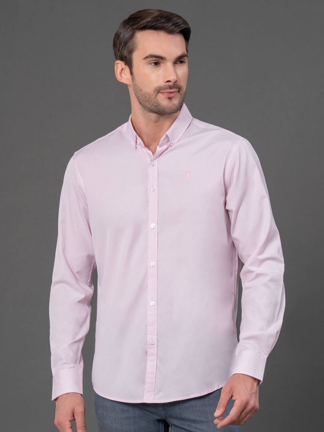 Red Tape Men Button-Down Collar Textured Casual Shirt