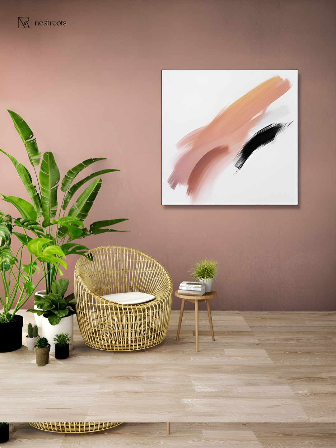 nestroots White Dynamic Canvas Painting Wall Art