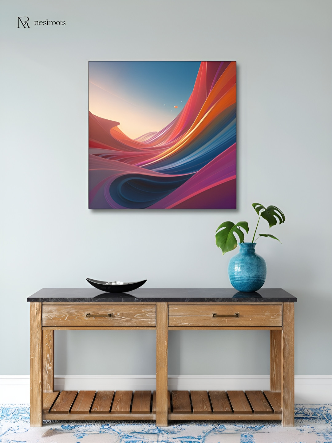 nestroots Blue & Purple Printed Canvas Wall Art