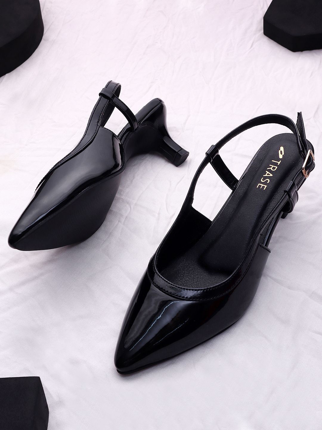 TRASE Women Kitten Mules with Buckles