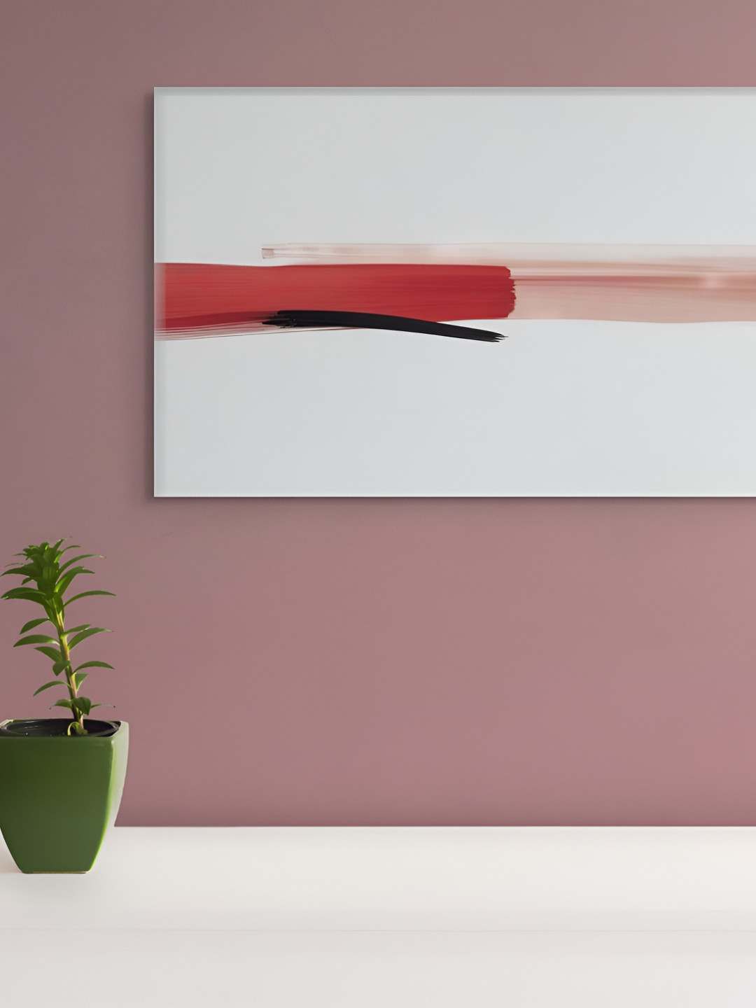 nestroots Bold Red & Black Stretch Painting Canvas Wall Art