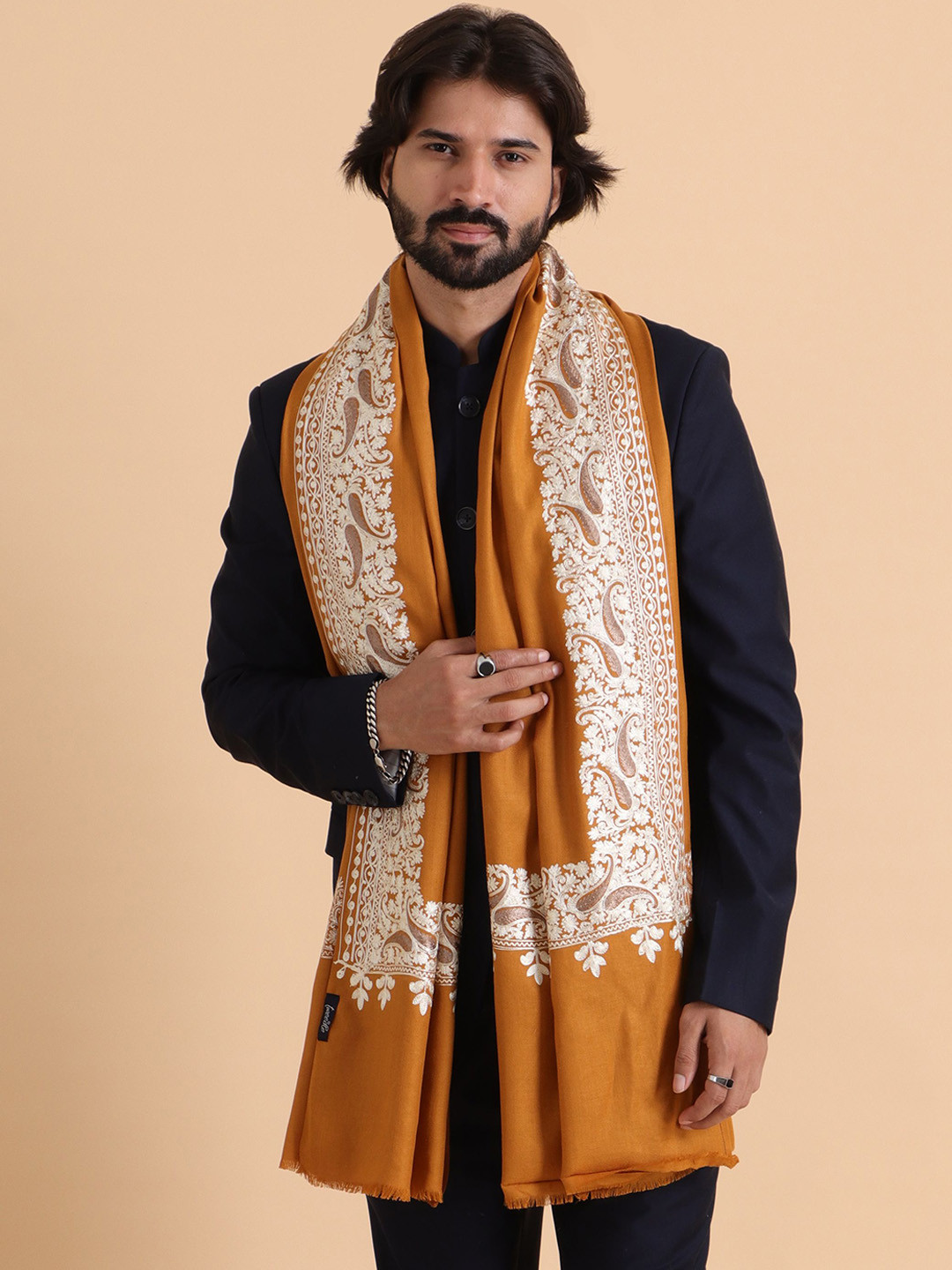 Tweedle Acro Floral Kashmiri Embroidered Woollen Shawl