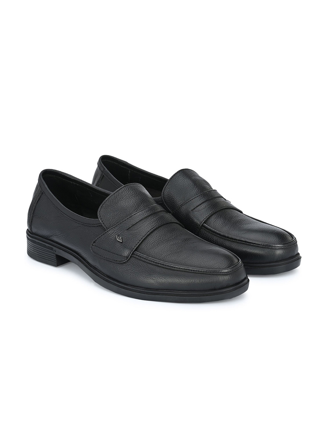 Egoss Men Black Genuine Leather Loafers