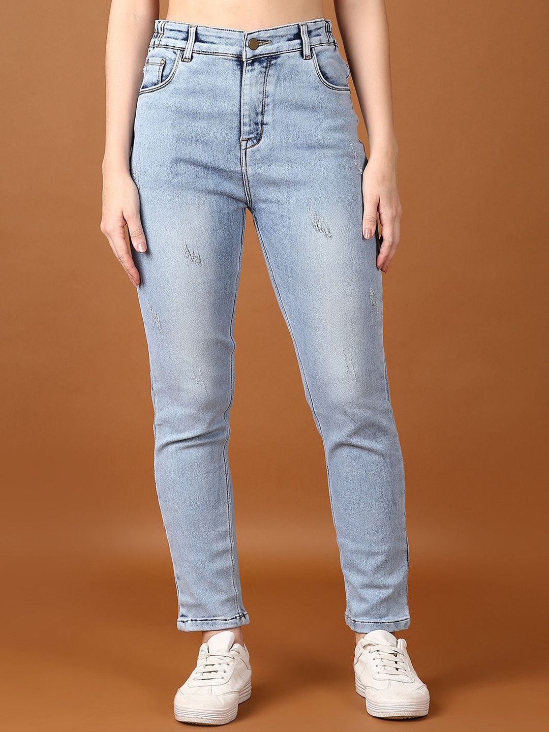 V-Mart Women High-Rise Low Distress Heavy Fade Regular Fit Jeans