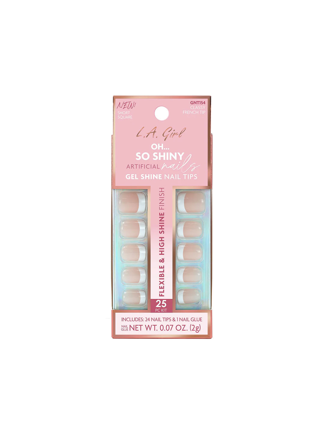 L.A.Girl Oh So Shiny 25 Pc Artificial Nail Tips-Classy French Tip Kit