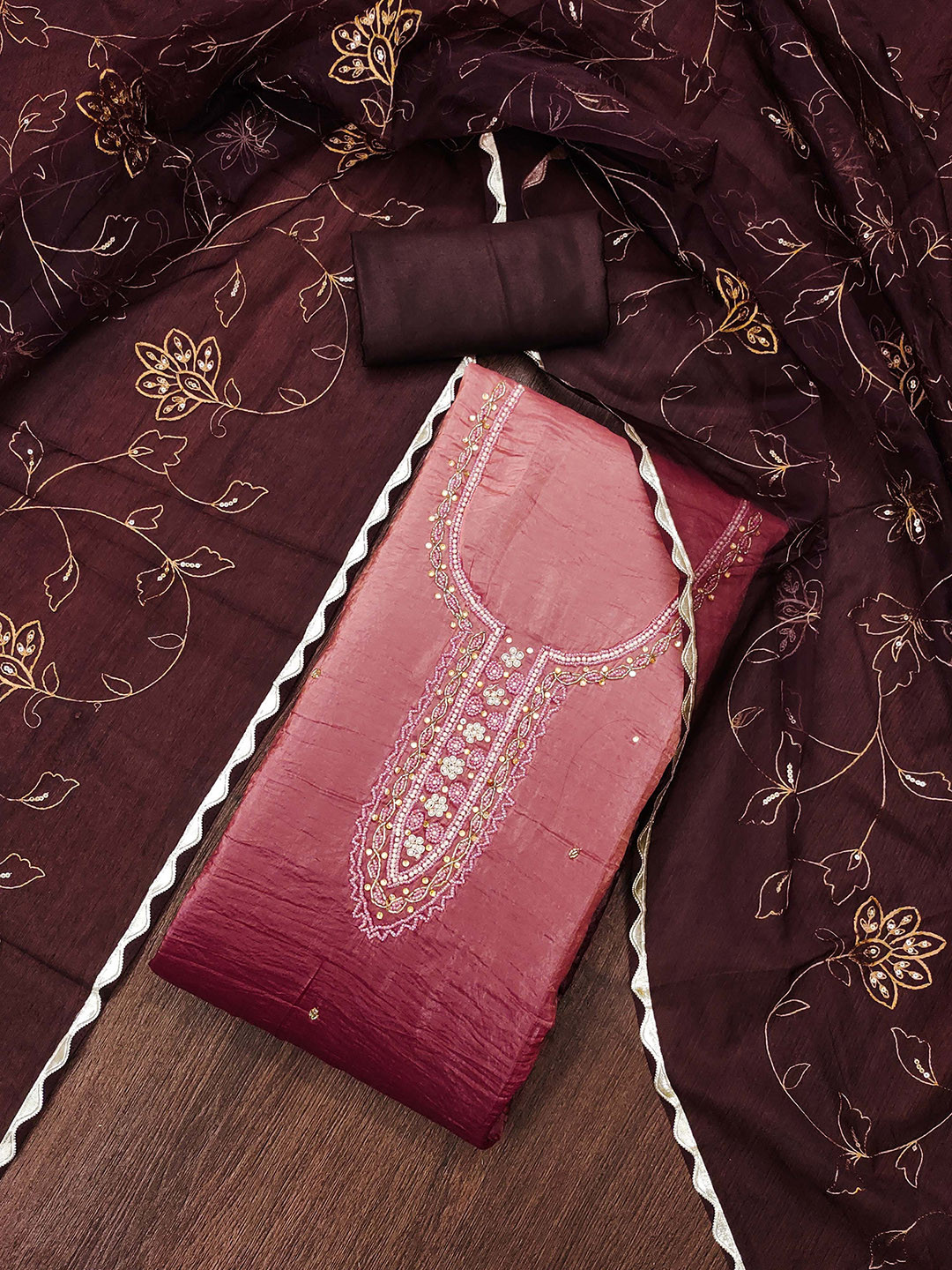 KIMISHA Embroided Unstitched Dress Material