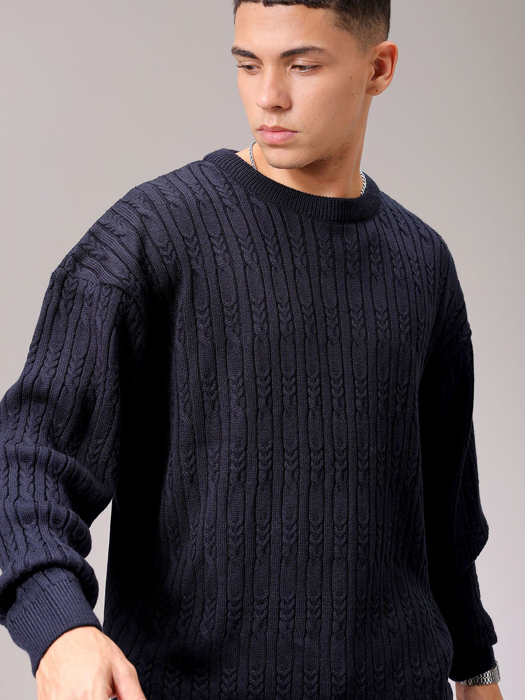 The Indian Garage Co Men Cable Knit Pullover Sweater