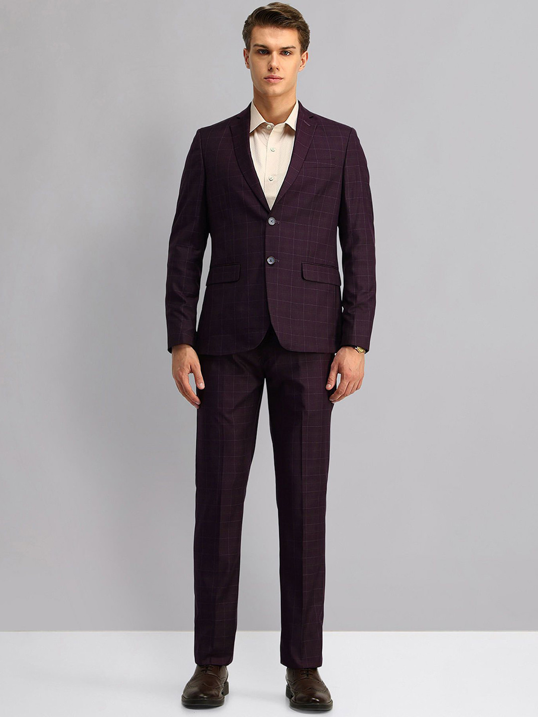 AD By Arvind MenTailored Fit Single-Breasted Two-Piece Suit