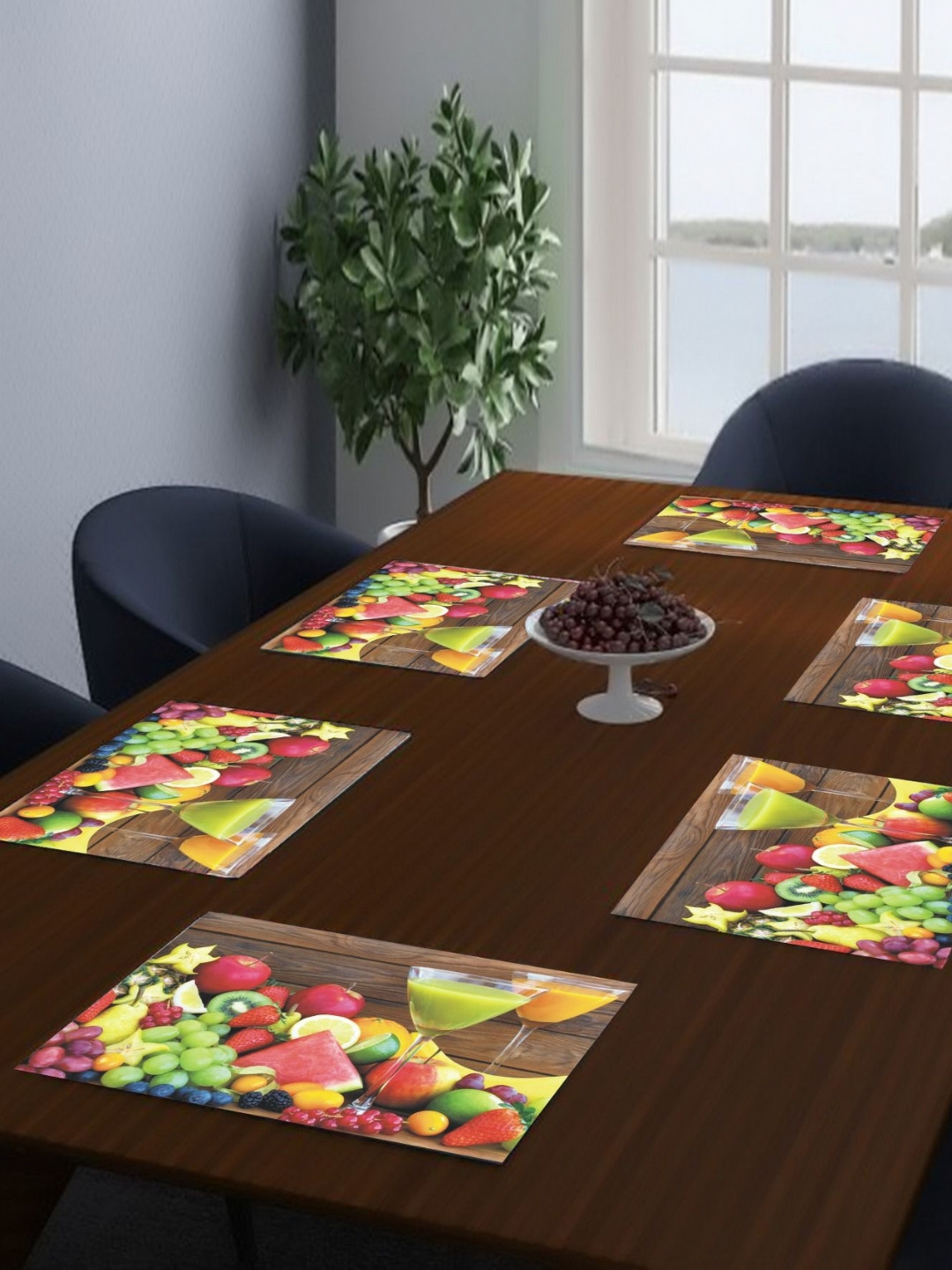 LooMantha Green & Brown 6 Pieces Printed Rectangle Shaped Table Placemats