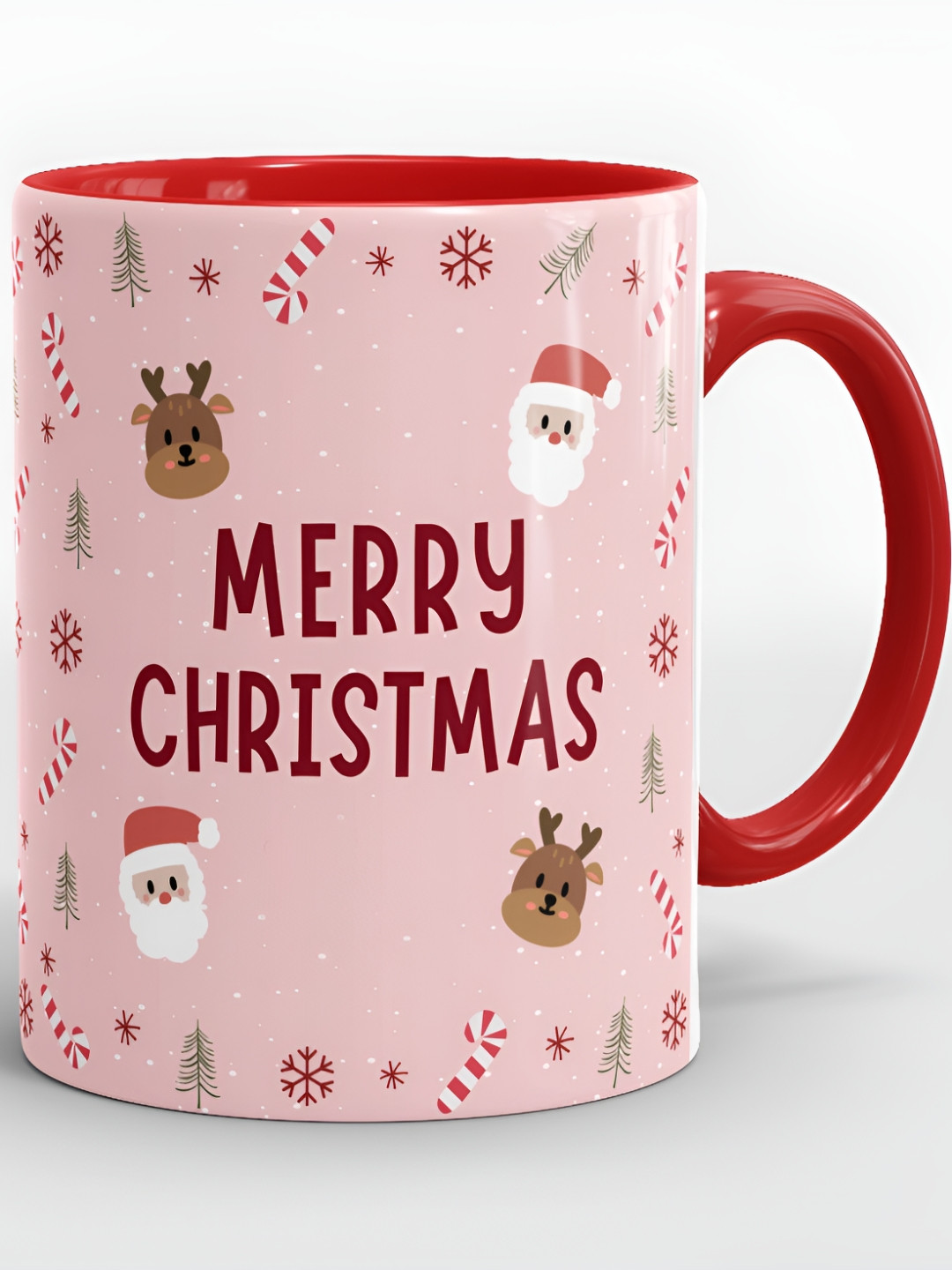 SUBLIKRAFT Pink & Red Geometric Printed Ceramic Glossy Mug 330 ml