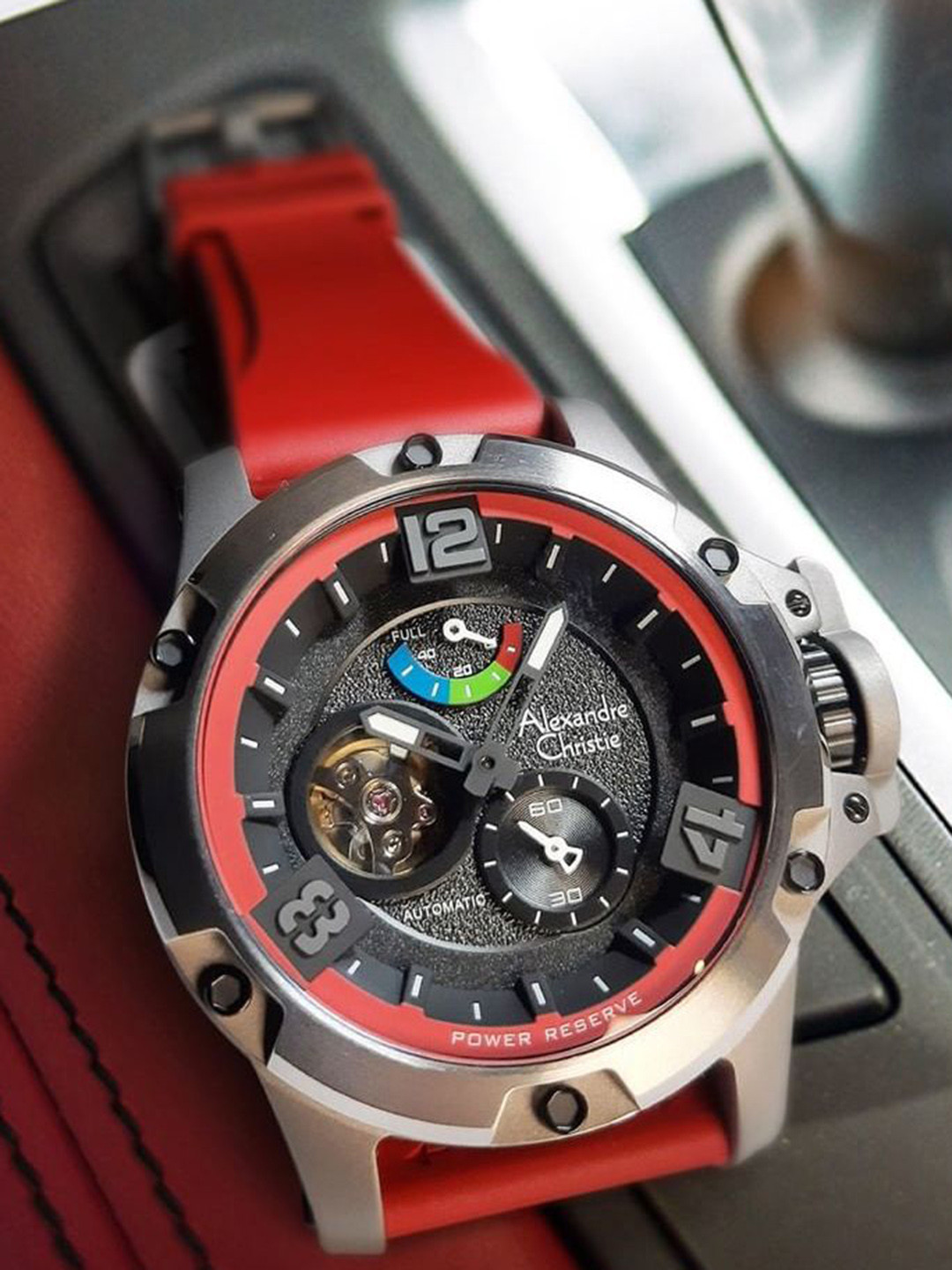 Alexandre Christie Men Titanium Dial & Straps Analogue  Watch 6295MPRTPBARE-Red