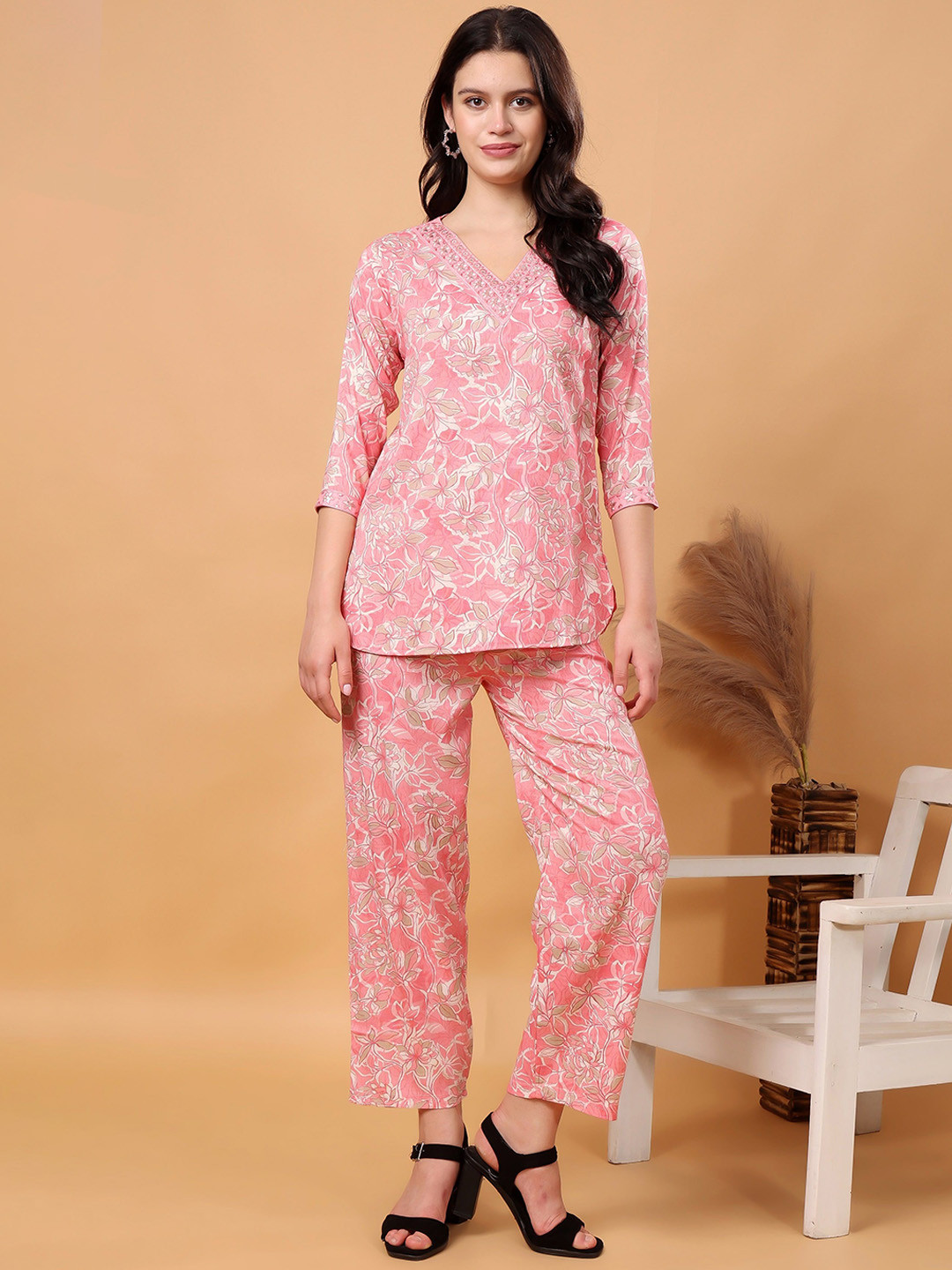 London Hills Printed Tunic With Palazzo Co-Ords