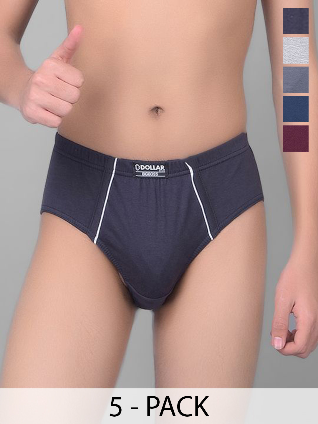 Dollar Bigboss Kid's Solid Pack of 5 Anti-Microbial Combed Cotton Brief