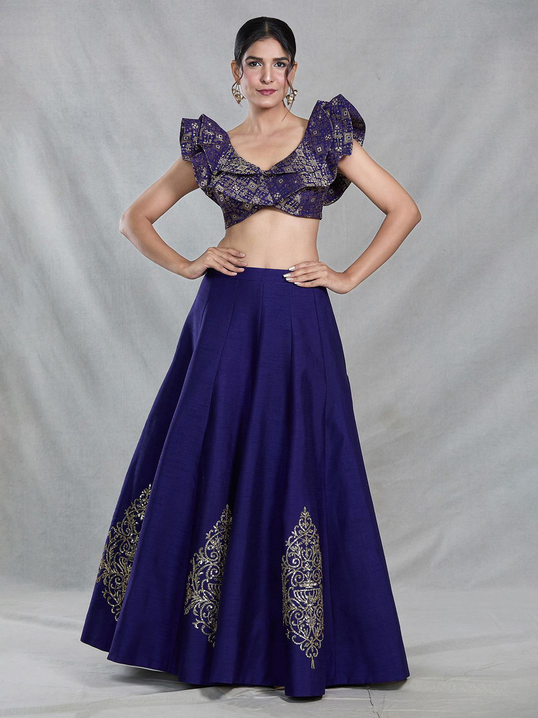Samyukta Singhania Ambrosia Embroidered Sequinned Raw Silk Ready to Wear Lehenga & Blouse