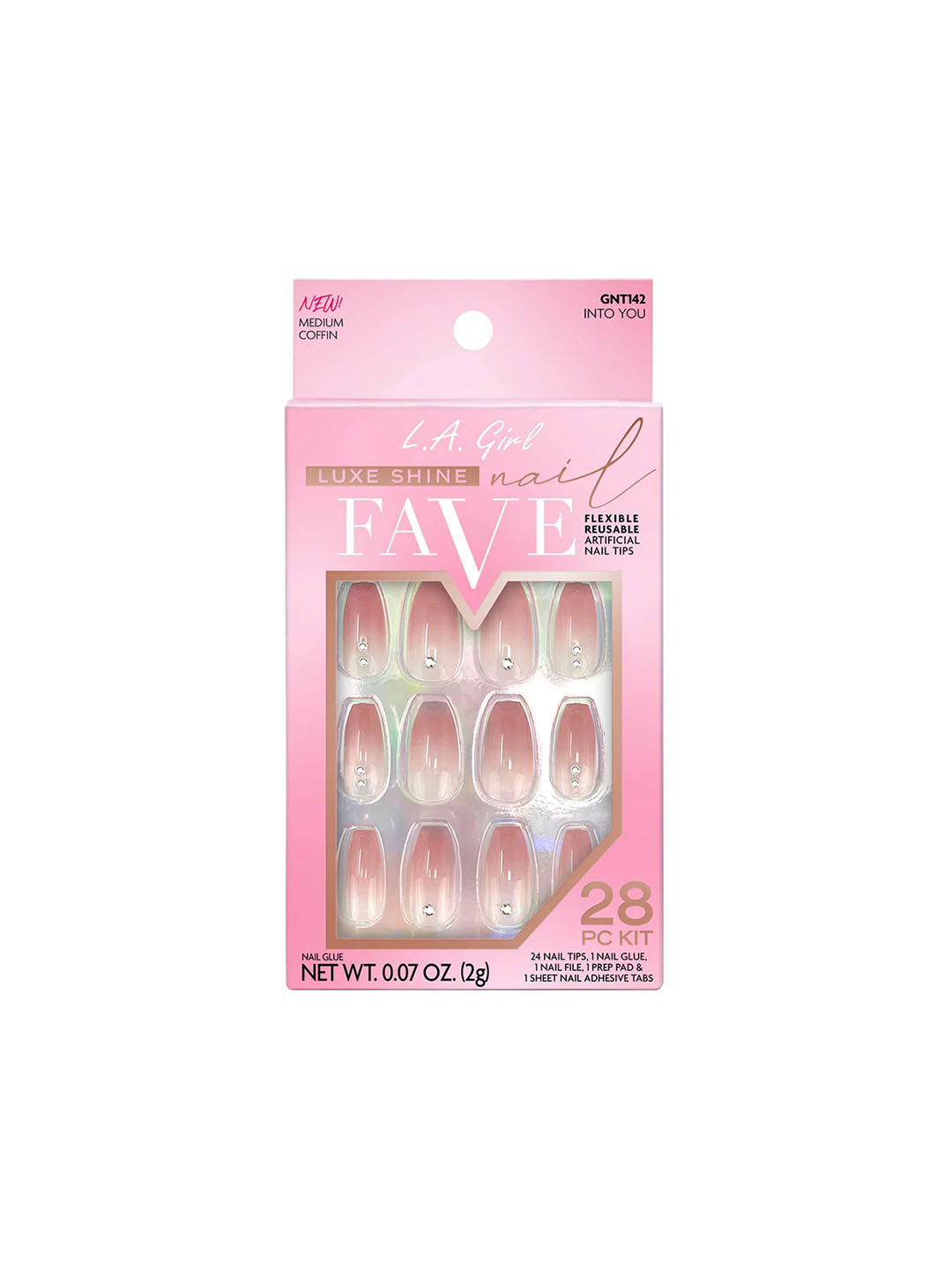 L.A.Girl Luxe Shine Nail Fave Artificial Nail Tips-Into You - 28 Pc Kit