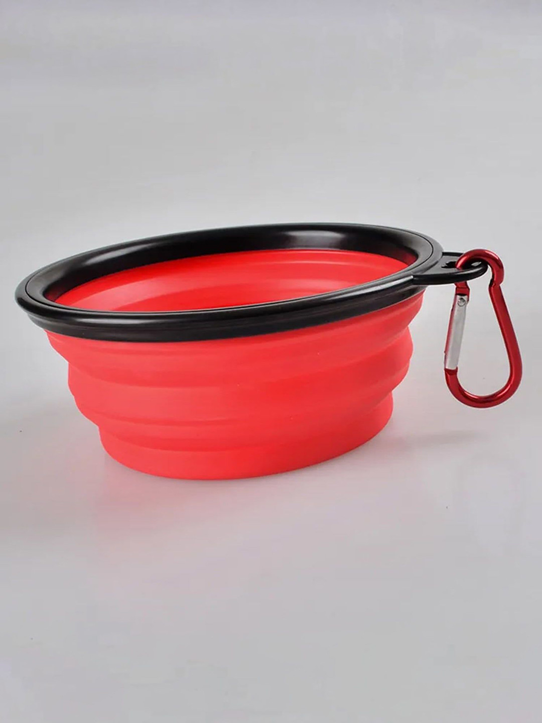 Kuber Industries Red Textured Portable Cat & Dog Bowl