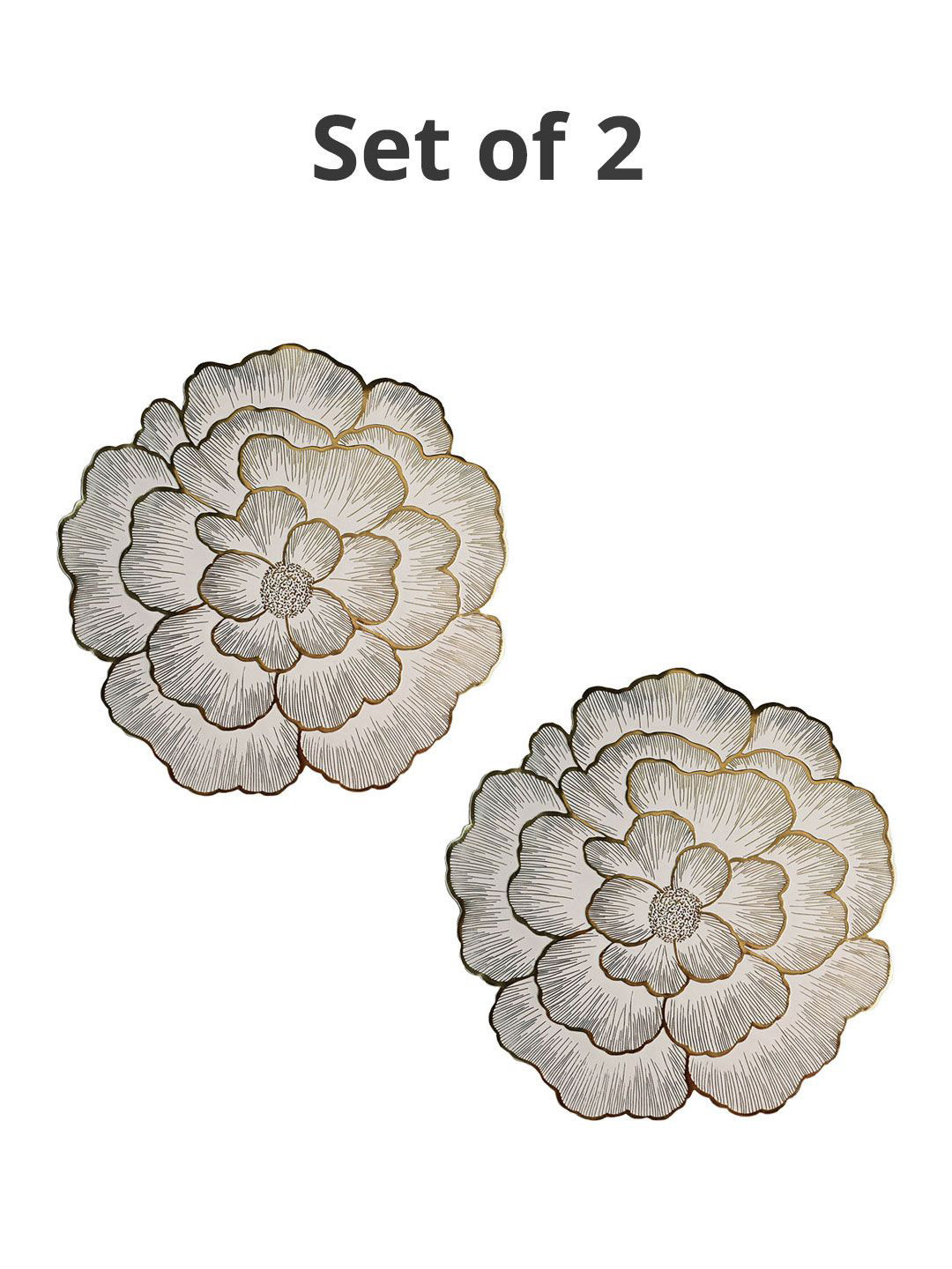 Market99 Gold Toned 2 Pieces Textured Flower Table Placemats