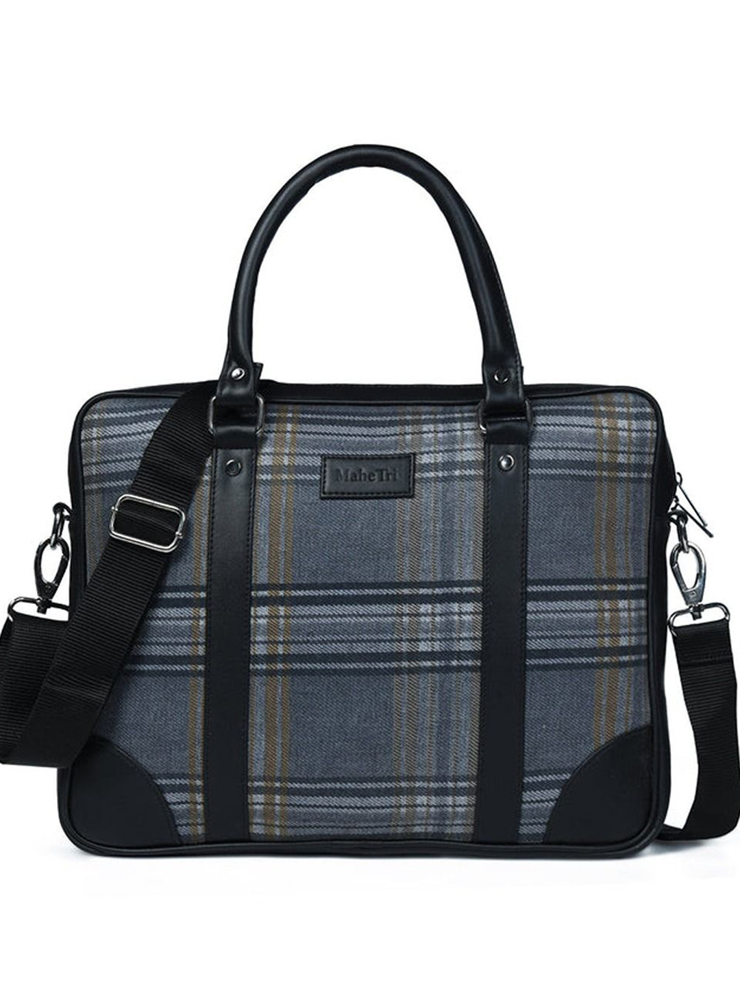 MaheTri The Madison Plaid Briefcase