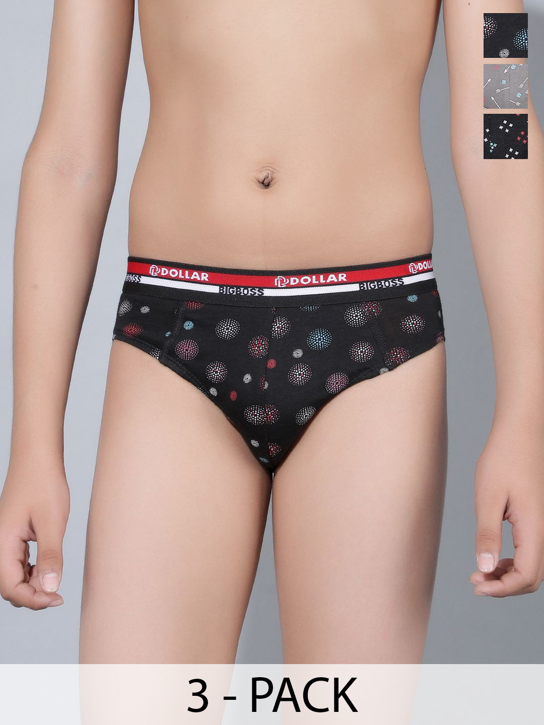 Dollar Bigboss Kid's Printed Pack of 3 Functional Pouch Support Brief