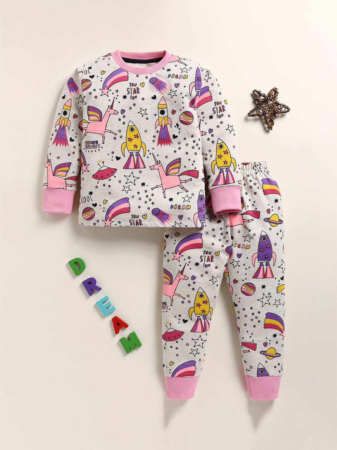 YK Girls Full Sleeves Printed Night suit