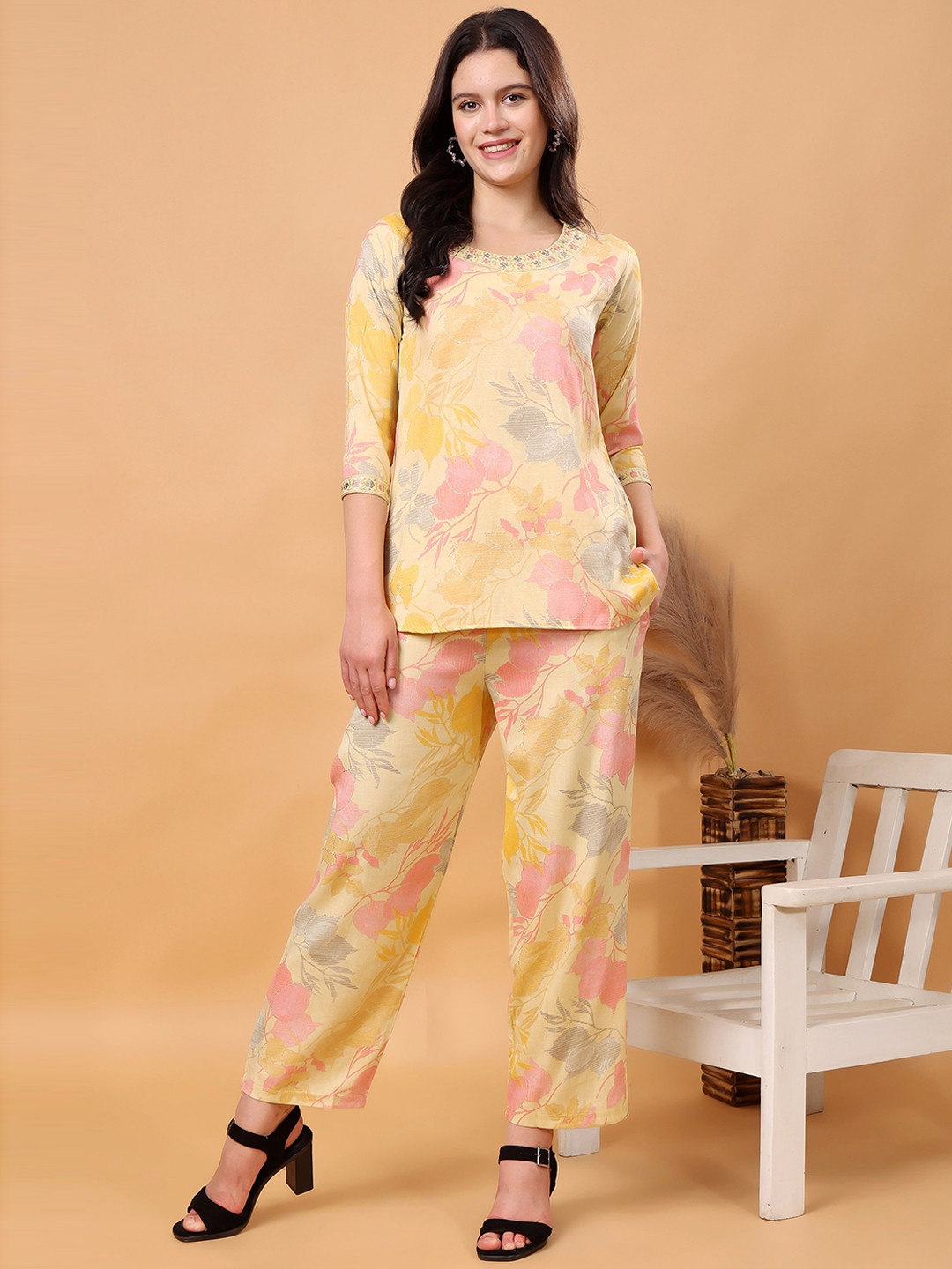 London Hills Printed Tunic With Trousers