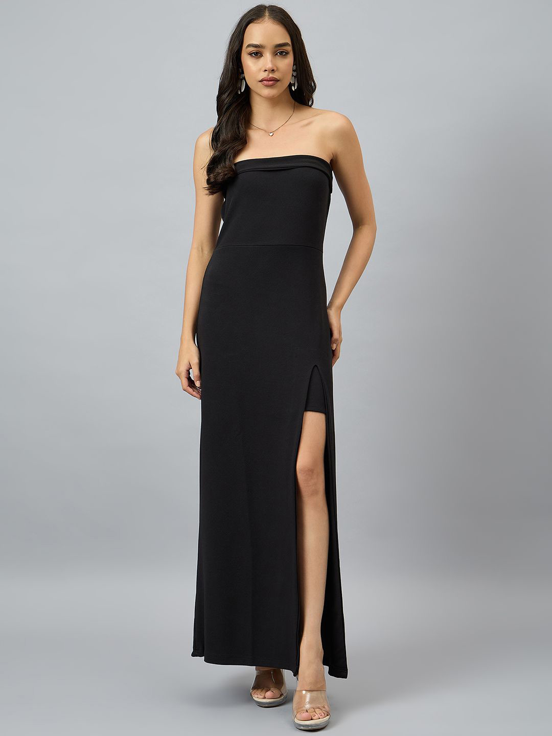 COLOR CAPITAL Women Off-Shoulder Sleeveless Maxi Dress