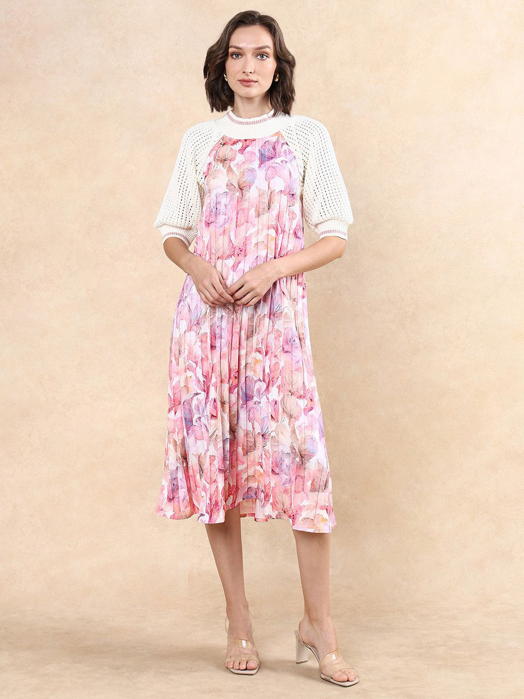 RAREISM Women Floral Printed Pleated Maxi Dress