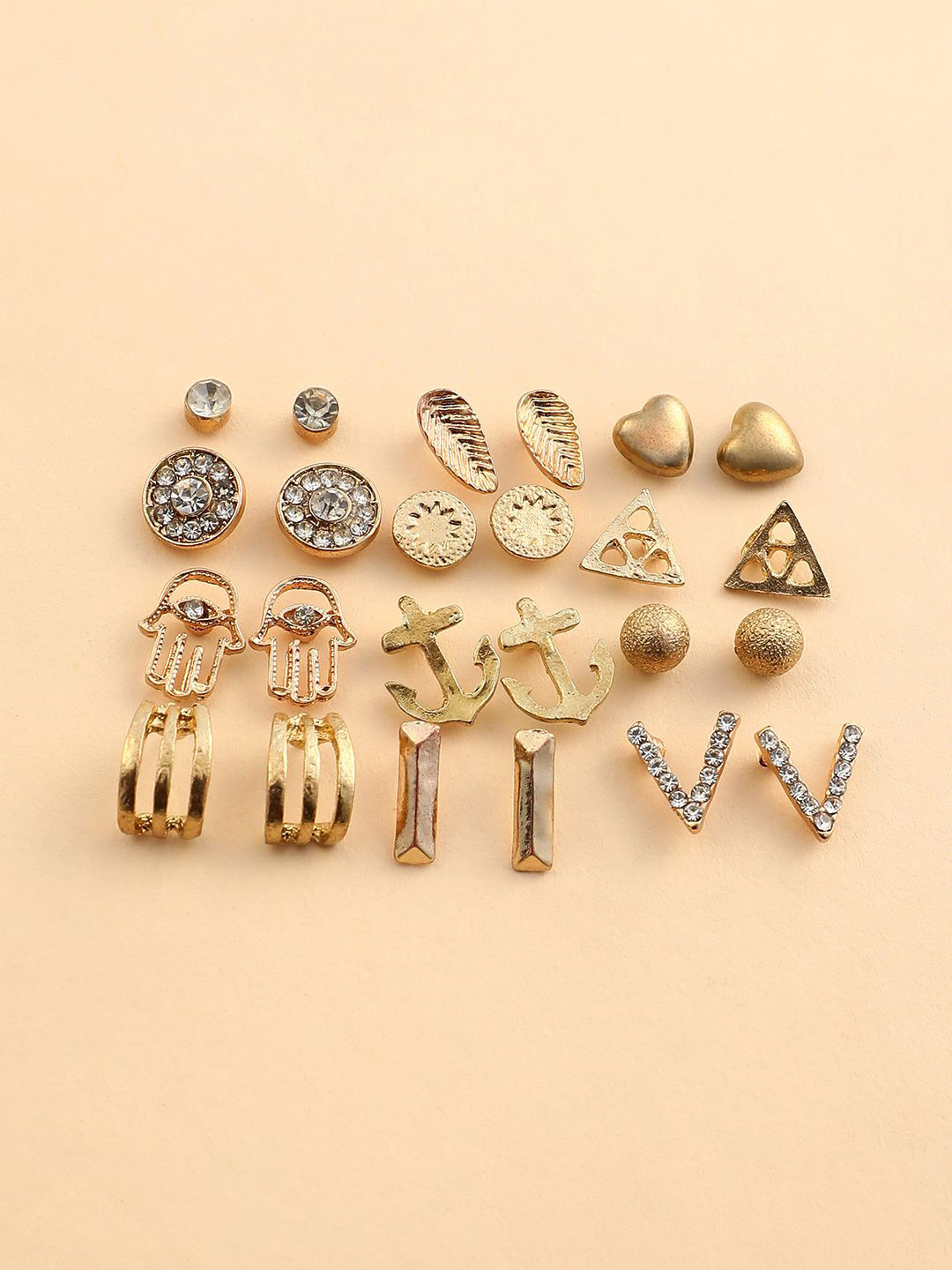 SOHI Pack Of 12 Gold Plated Constantinople Studs