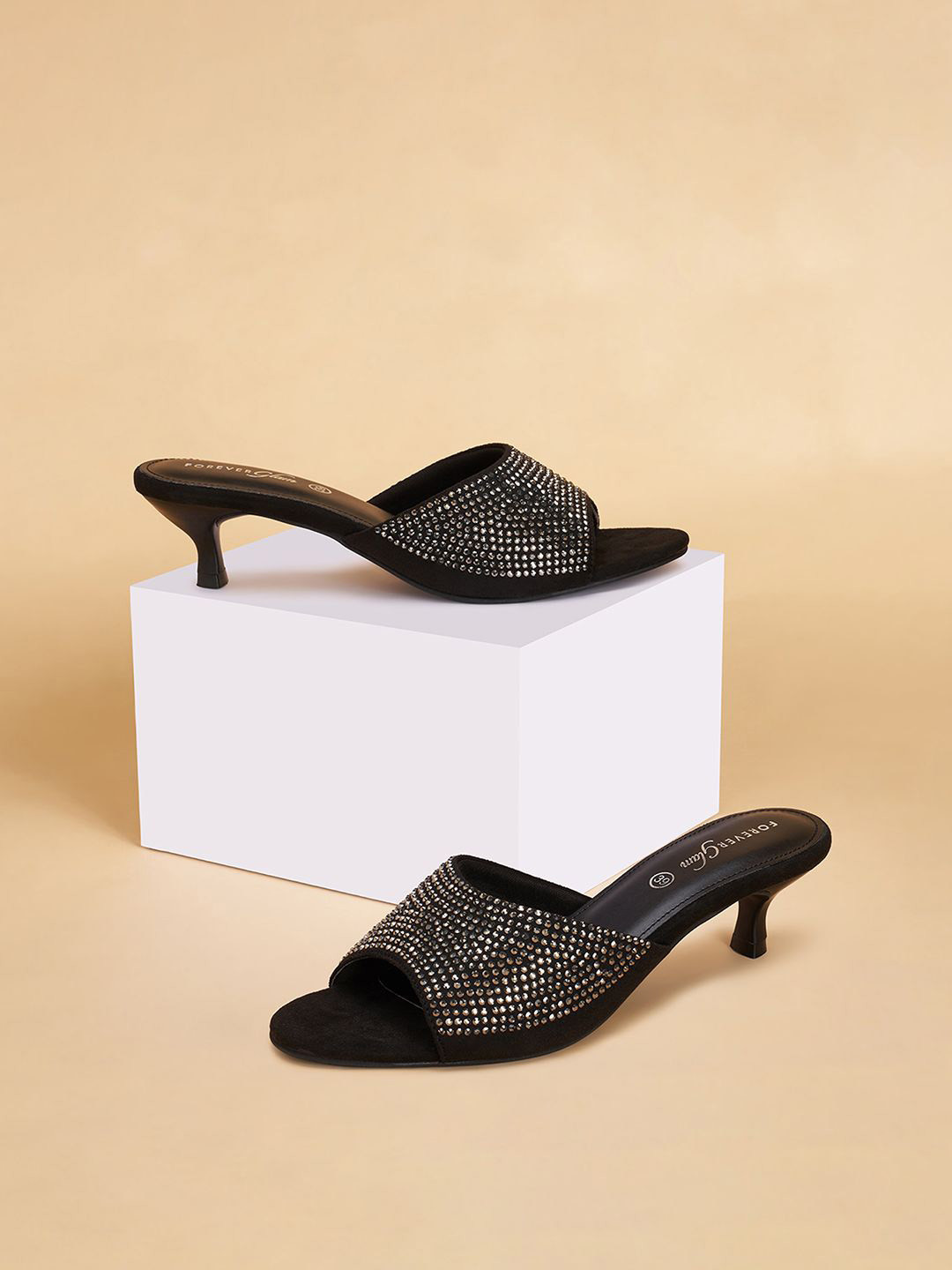 Forever Glam by Pantaloons Women Embellished Suede Kitten Heel Sandals