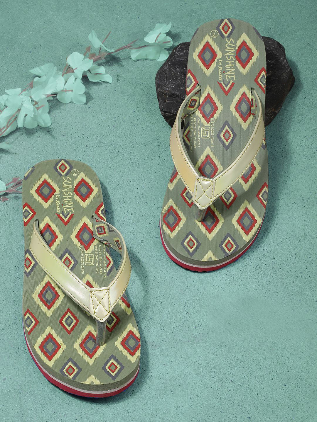 Bata Women Printed Thong Flip-Flops