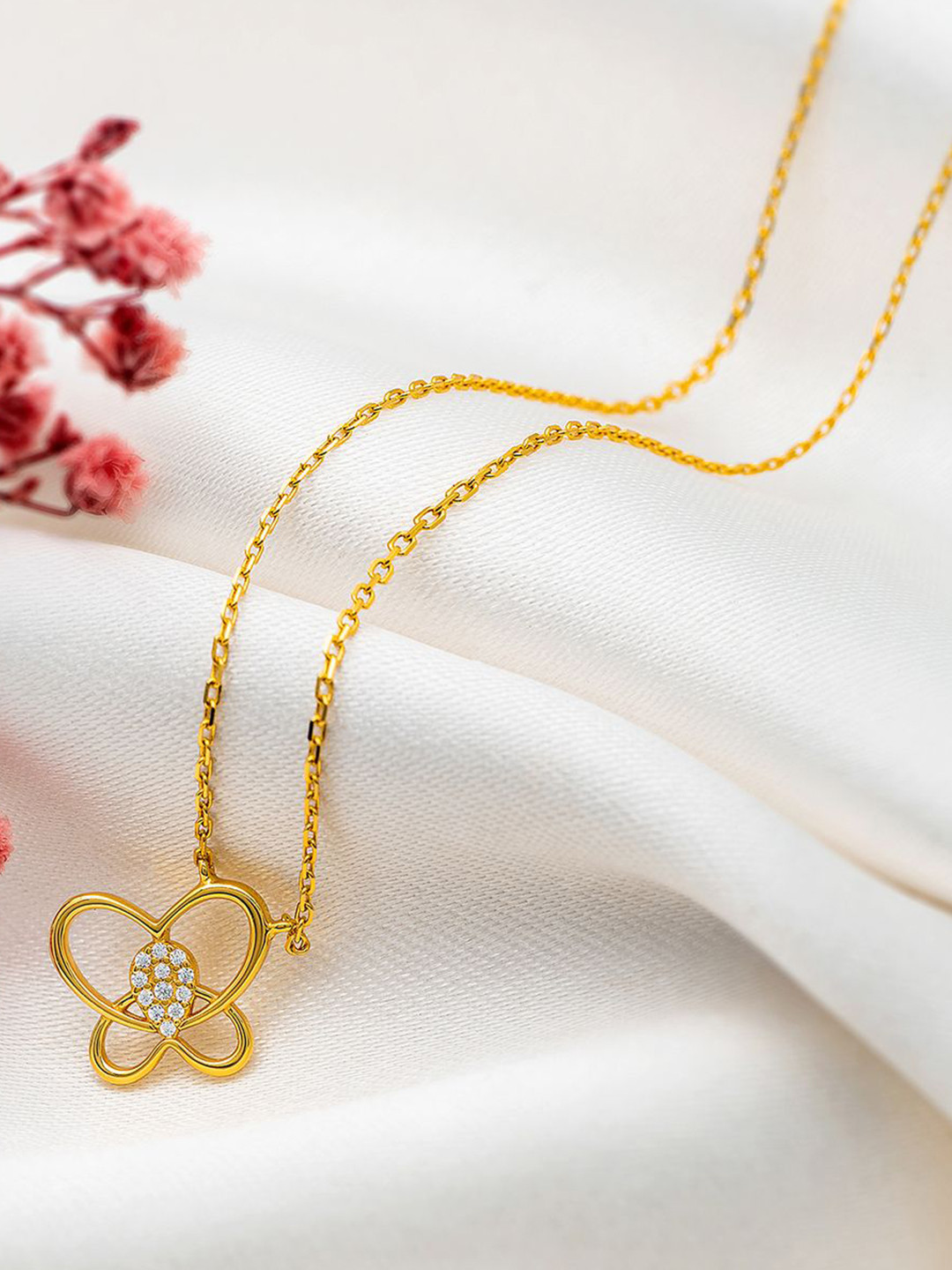 SILBERRY Sterling Silver 18k Gold Plated Delicate Butterfly Chain