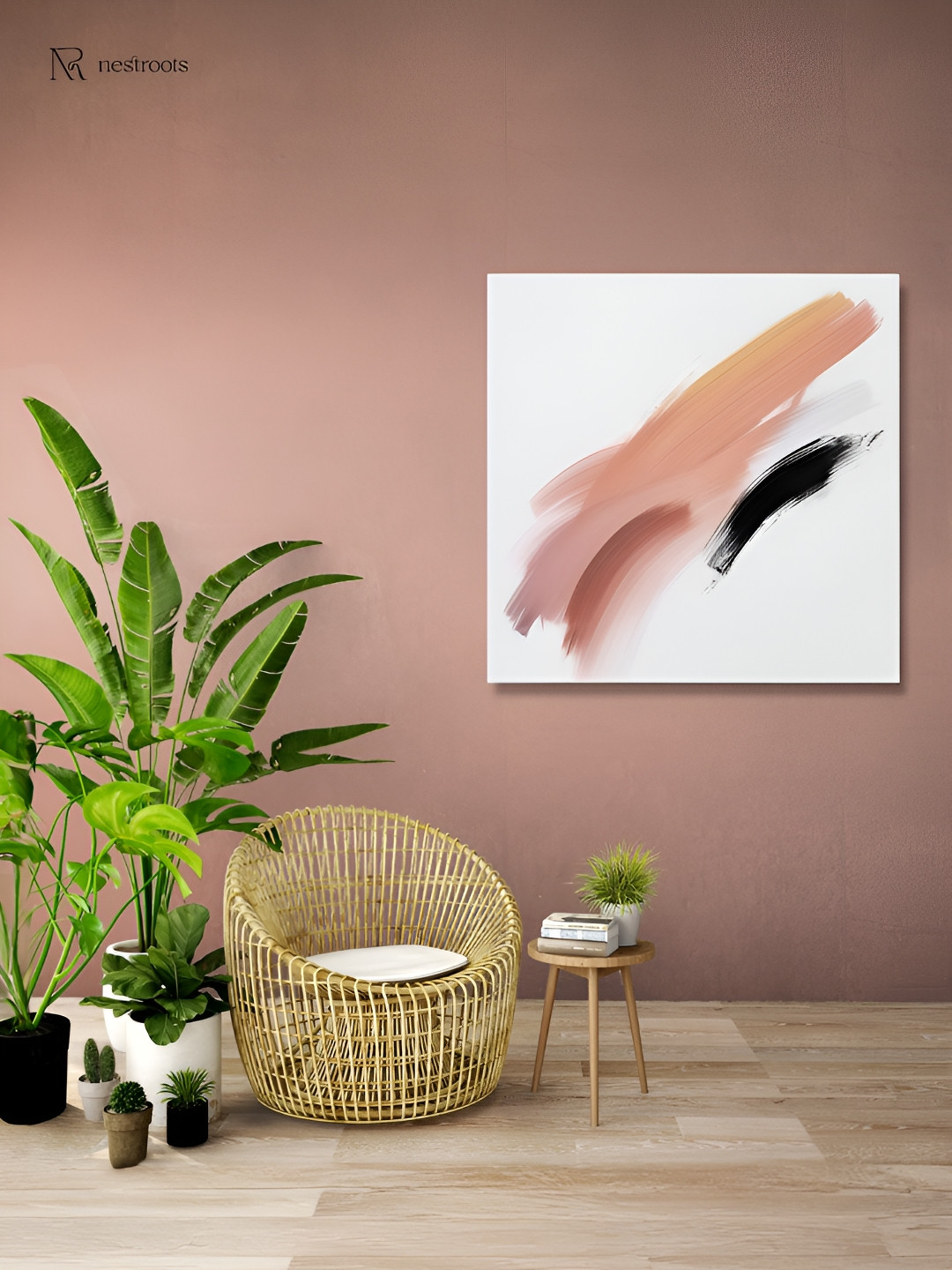 nestroots Brushstroke Canvas Wall Square Paintings Wall Art - 24 x 24 In